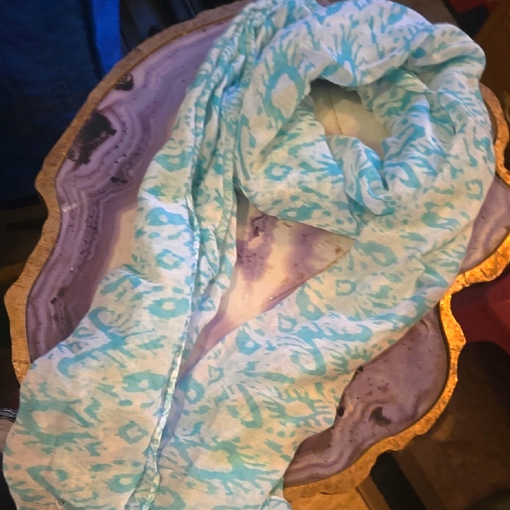 Aqua Patterned Women's Scarf